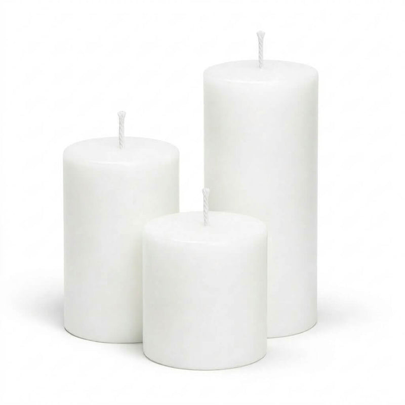 Richland Pillar Candles 4"x4", 4"x6" & 4"x9 White Set of 18 - thumbnail number 1