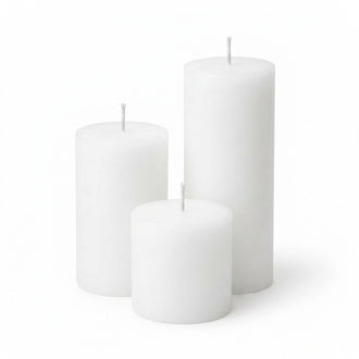 Richland Pillar Candles 4"x4", 4"x6" & 4"x9 White Set of 3