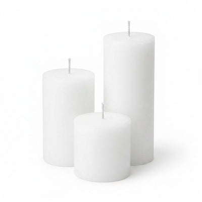 Richland Pillar Candles 4"x4", 4"x6" & 4"x9 White Set of 3