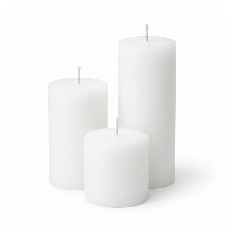 Richland Pillar Candles 4"x4", 4"x6" & 4"x9 White Set of 3 - thumbnail number 1