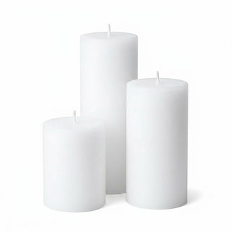 Richland Pillar Candles 4"x6", 4"x9" & 4"x12" White Set of 3