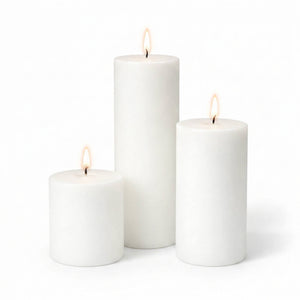 Richland Pillar Candles 3"x3", 3"x6" & 3"x9" White Set of 36
