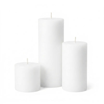 Richland Pillar Candles 3"x3", 3"x6" & 3"x9" White Set of 3