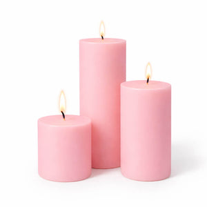 Richland Pillar Candles 3"x3", 3"x6" & 3"x9" Pink Set of 36
