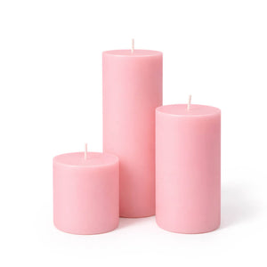 Richland Pillar Candles 3"x3", 3"x6" & 3"x9" Pink Set of 36