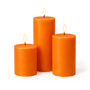Richland Pillar Candles 3"x3", 3"x6" & 3"x9" Orange Set of 36