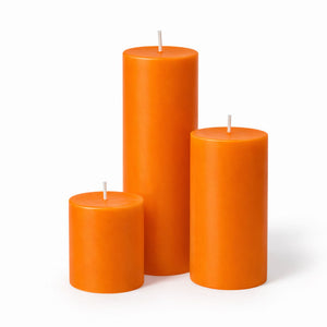 Richland Pillar Candles 3"x3", 3"x6" & 3"x9" Orange Set of 36