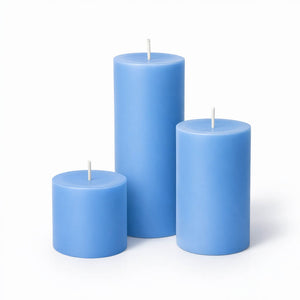 Richland Pillar Candles 3"x3", 3"x6" & 3"x9" Light Blue Set of 3