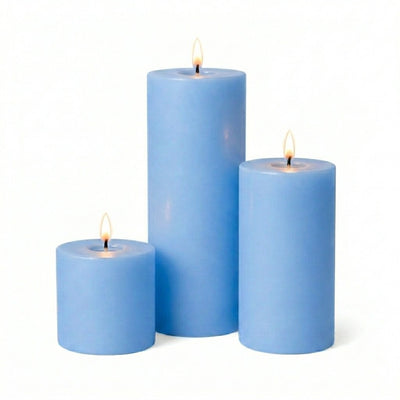 Richland Pillar Candles 3"x3", 3"x6" & 3"x9" Light Blue Set of 3 - thumbnail number 2
