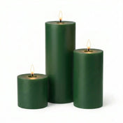 Richland Pillar Candles 3"x3", 3"x6" & 3"x9" Dark Green Set of 18 - thumbnail number 2