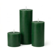 Richland Pillar Candles 3"x3", 3"x6" & 3"x9" Dark Green Set of 18 - thumbnail number 1