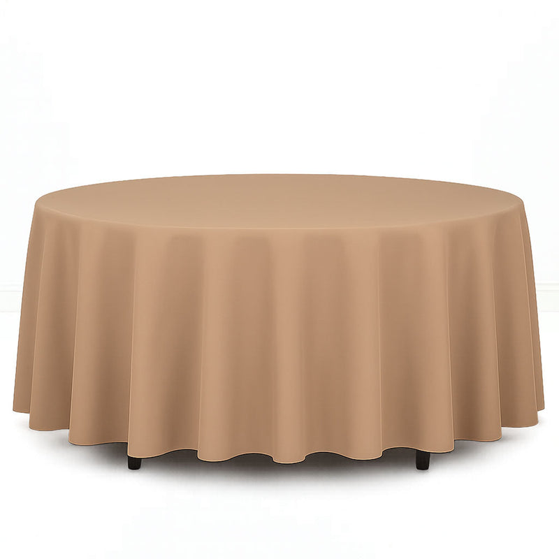 Premium Polyester Round Tablecloth 108" - 220GSM - Nude - By TCF Linen - thumbnail number 1
