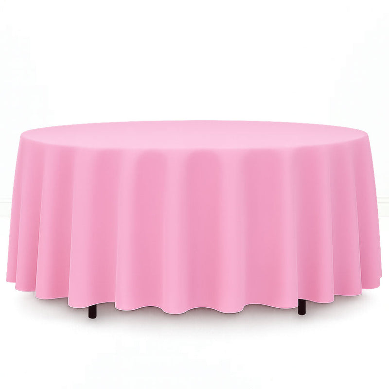Premium Polyester Round Tablecloth 108" - 220GSM - Pink - By TCF Linen - thumbnail number 1