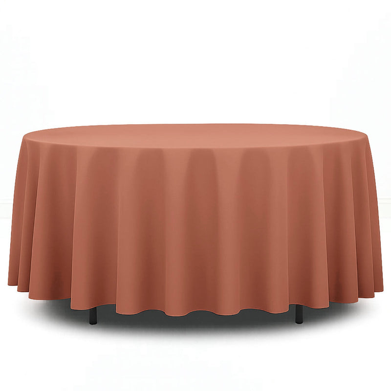 Premium Polyester Round Tablecloth 108" - 220GSM - Terracotta - By TCF Linen - thumbnail number 1