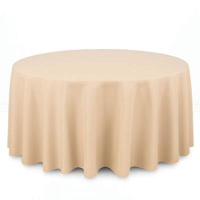 Premium Polyester Round Tablecloth 120" - 220GSM - Beige - By TCF Linen - thumbnail number 1