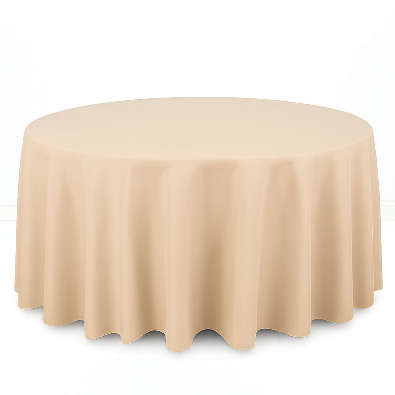 Premium Polyester Round Tablecloth 120" - 220GSM - Beige - By TCF Linen - thumbnail number 1