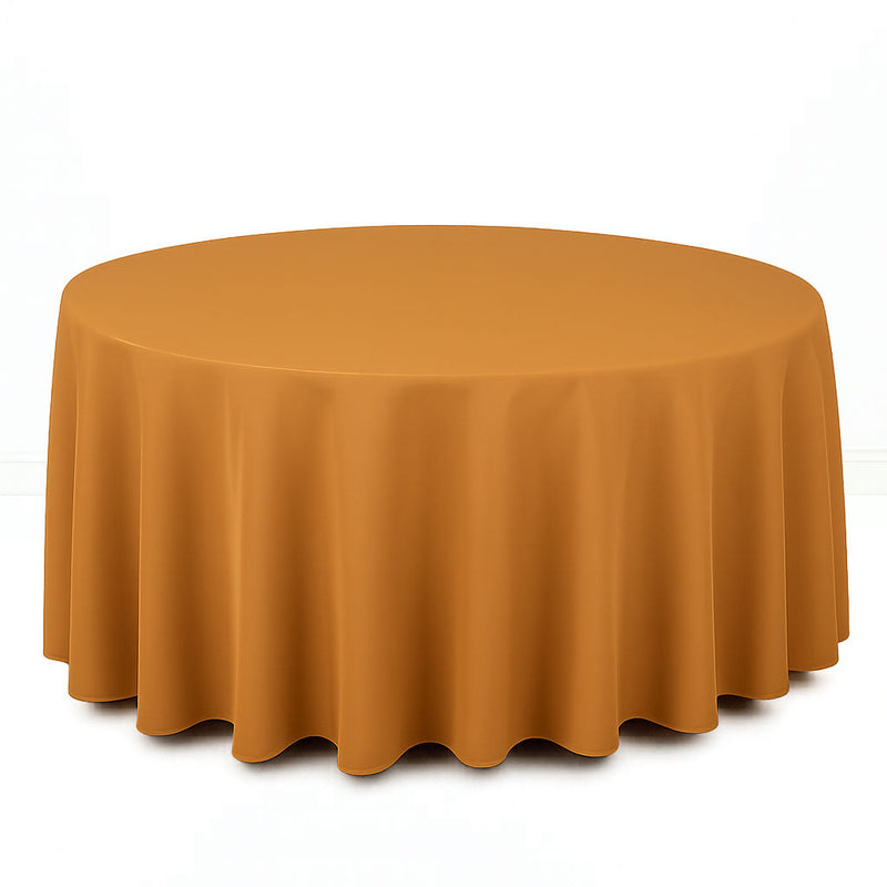 Premium Polyester Round Tablecloth 120" - 220GSM - Gold - By TCF Linen - thumbnail number 1