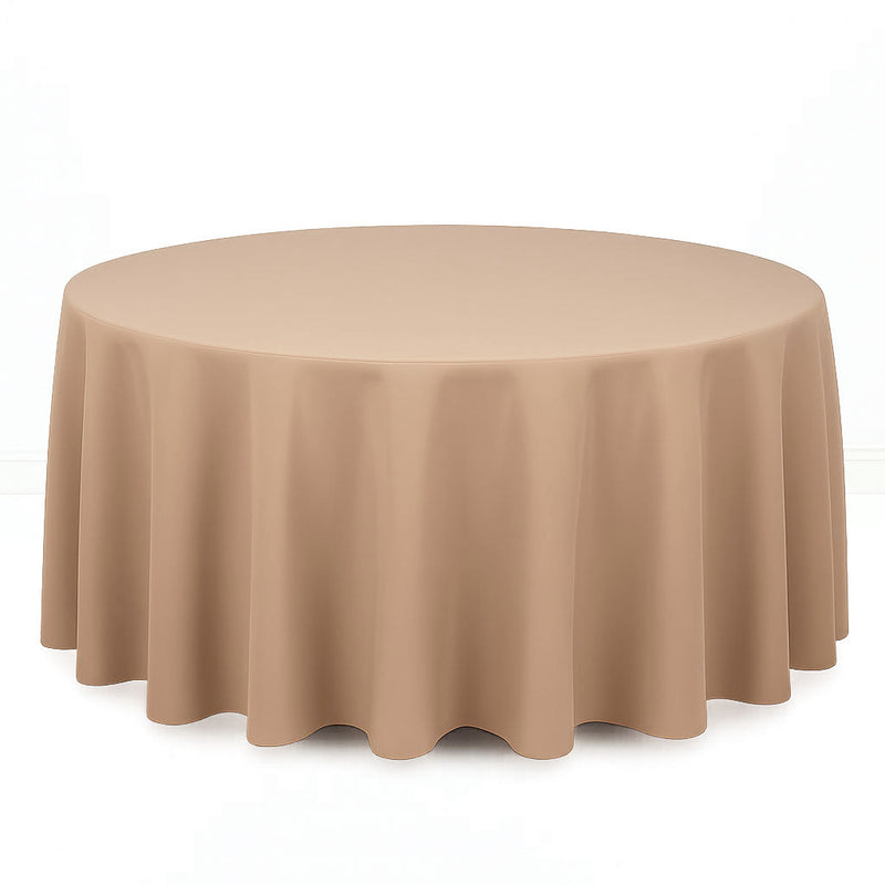 Premium Polyester Round Tablecloth 120" - 220GSM - Nude - By TCF Linen - thumbnail number 1