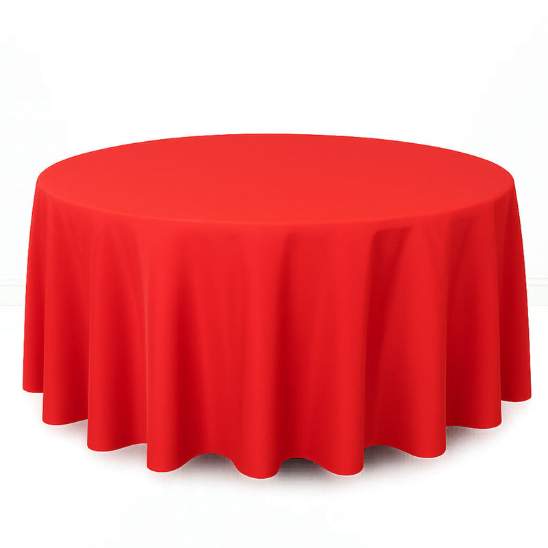 Premium Polyester Round Tablecloth 120" - 220GSM - Red - By TCF Linen - thumbnail number 1