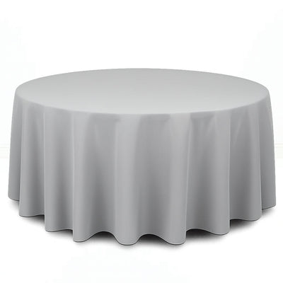 Premium Polyester Round Tablecloth 120" - 220GSM - Silver - By TCF Linen - thumbnail number 1