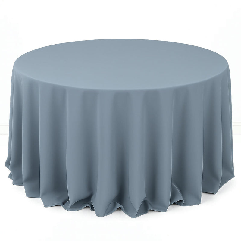Premium Polyester Round Tablecloth 132" - 220GSM - Dusty Blue - By TCF Linen - thumbnail number 1
