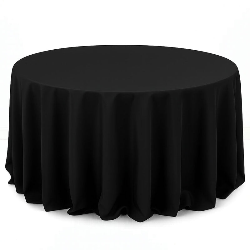 Premium Polyester Round Tablecloth 132" - 220GSM - Black - By TCF Linen - thumbnail number 1
