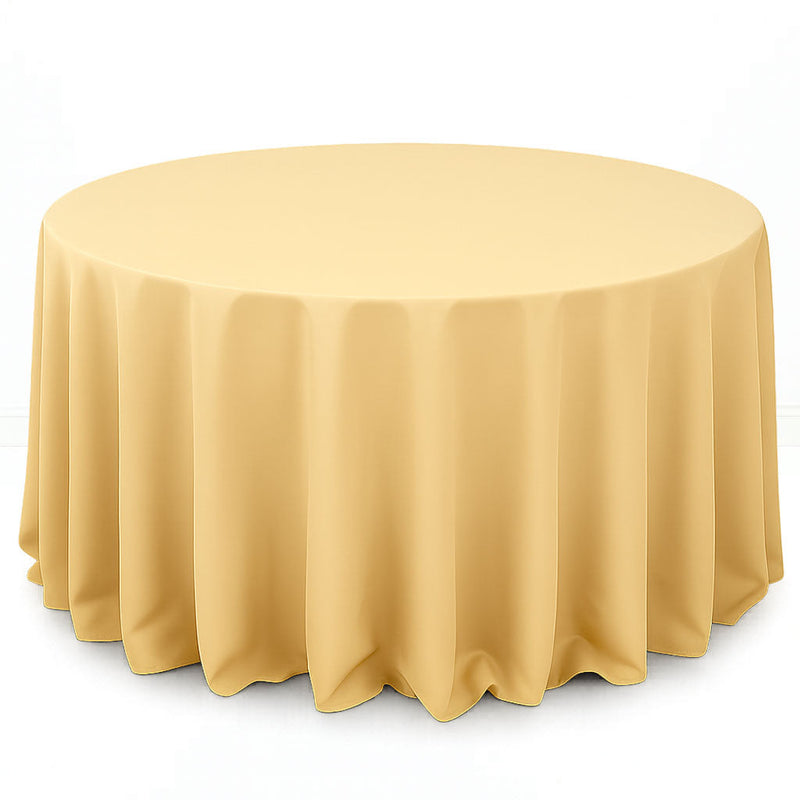 Premium Polyester Round Tablecloth 132" - 220GSM - Champagne - By TCF Linen - thumbnail number 1