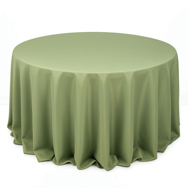 Premium Polyester Round Tablecloth 132" - 220GSM - Dusty Sage - By TCF Linen - thumbnail number 1