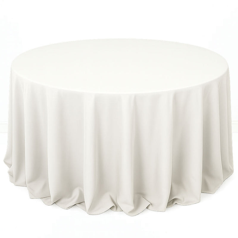 Premium Polyester Round Tablecloth 132" - 220GSM - Ivory - By TCF Linen - thumbnail number 1