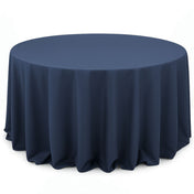 Premium Polyester Round Tablecloth 132" - 220GSM - Navy Blue - By TCF Linen - thumbnail number 1