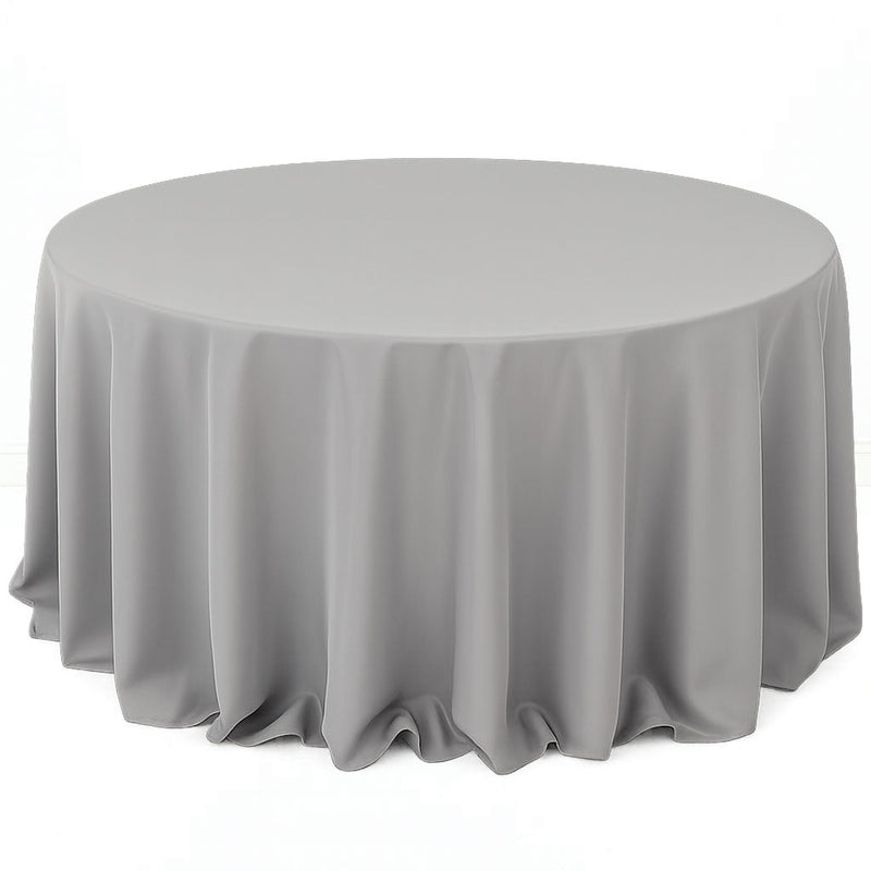 Premium Polyester Round Tablecloth 132" - 220GSM - Silver - By TCF Linen - thumbnail number 1
