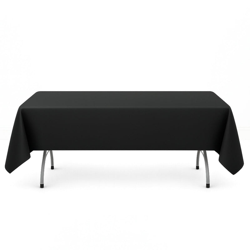 Premium Polyester Rectangle Tablecloth 54"x96" - 220GSM - Black - By TCF Linen - thumbnail number 1