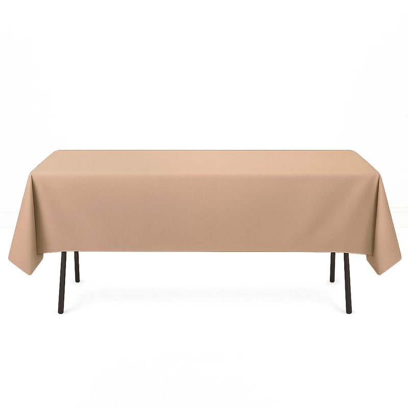 Premium Polyester Rectangle Tablecloth 60"x102" - 220GSM - Nude - By TCF Linen - thumbnail number 1