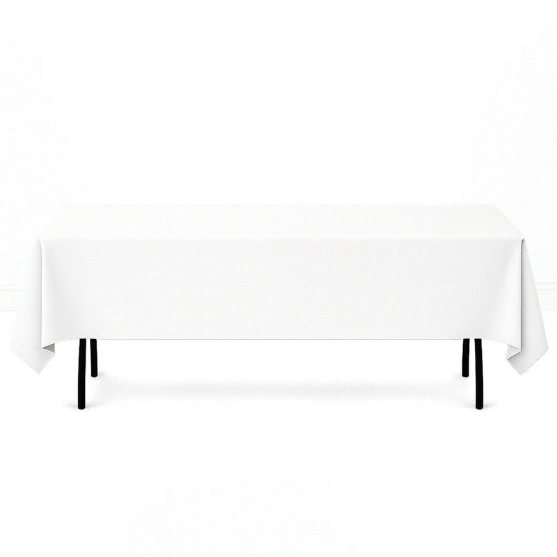 Premium Polyester Rectangle Tablecloth 60"x102" - 220GSM - White - By TCF Linen - thumbnail number 1