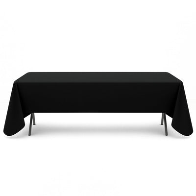 Premium Polyester Rectangle Tablecloth 60"x126" - 220GSM - Black - By TCF Linen - thumbnail number 1