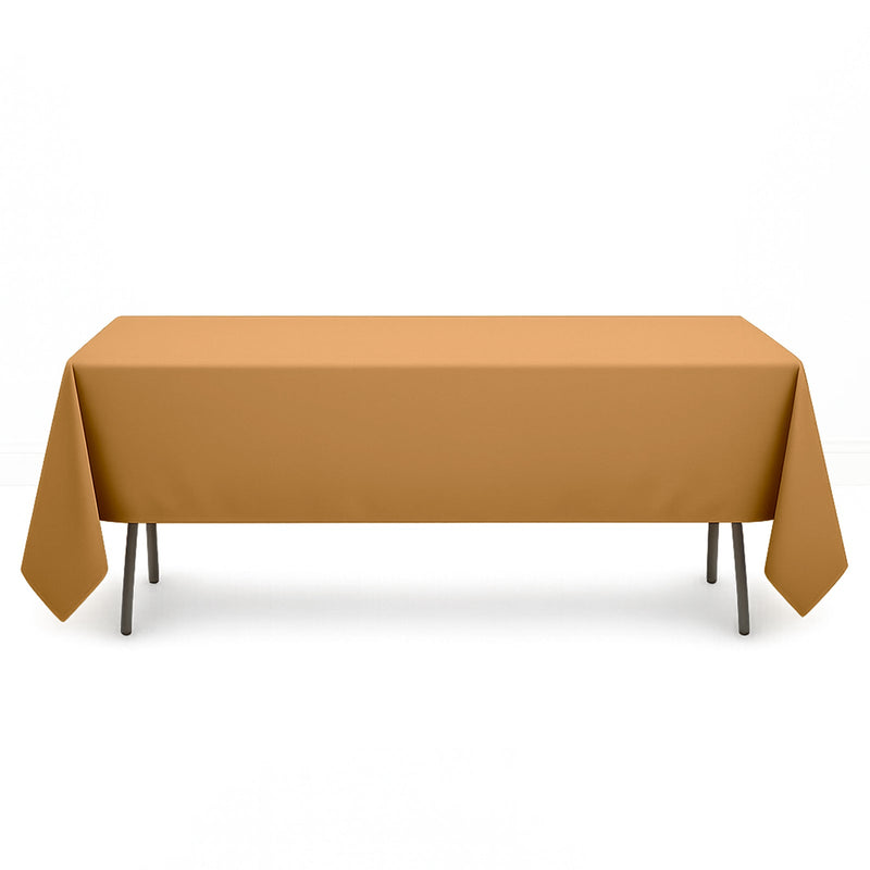 Premium Polyester Rectangle Tablecloth 60"x126" - 220GSM - Gold - By TCF Linen - thumbnail number 1