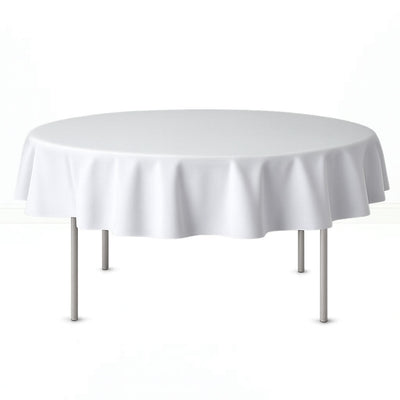 Premium Polyester Round Tablecloth 70" - 220GSM - White - By TCF Linen - thumbnail number 1
