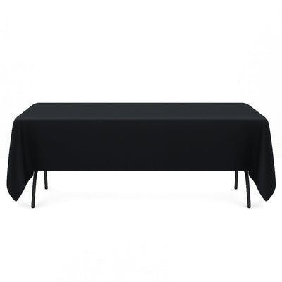 Premium Polyester Rectangle Tablecloth 72"x120" - 220GSM - Black - By TCF Linen - thumbnail number 1