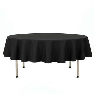 Premium Polyester Round Tablecloth 90" - 220GSM - Black - By TCF Linen - thumbnail number 1