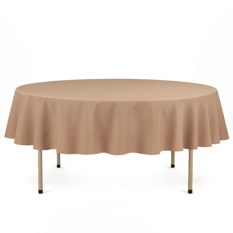 Premium Polyester Round Tablecloth 90" - 220GSM - Nude - By TCF Linen - thumbnail number 1