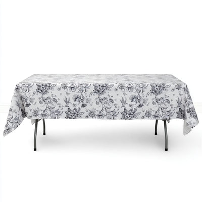 Polyester Rectangular Tablecloth 60"x102" White with French Toile Pattern - By TCF Linen - thumbnail number 2