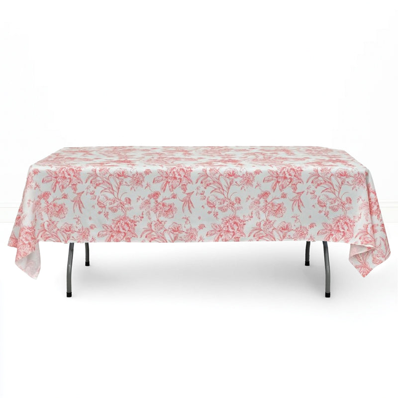 Polyester Rectangular Tablecloth 60"x102" White with French Toile Pattern - By TCF Linen - thumbnail number 5