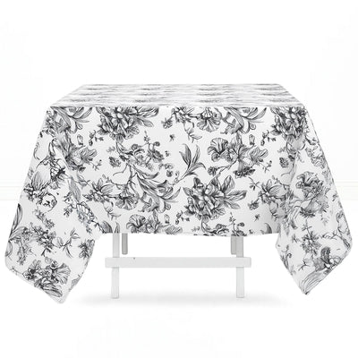 Polyester Square Tablecloth 70"x70" French Toile Pattern - Black - By TCF Linen - thumbnail number 1