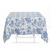 Polyester Square Tablecloth 70"x70" French Toile Pattern - Blue - By TCF Linen - thumbnail number 1