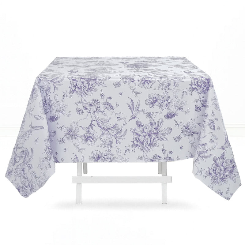 Polyester Square Tablecloth 70"x70" French Toile Pattern - Lavender - By TCF Linen - thumbnail number 1