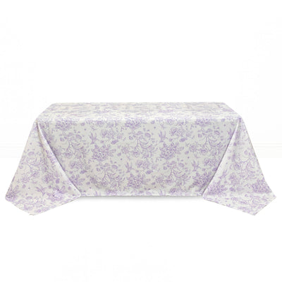 Polyester Rectangular Tablecloth 90"x132" French Toile Pattern - Lavender - By TCF Linen