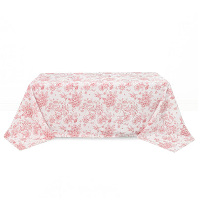 Polyester Rectangular Tablecloth 90"x132" French Toile Pattern - Pink - By TCF Linen