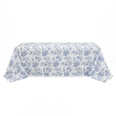 Polyester Rectangular Tablecloth 90"x156" French Toile Pattern - Blue - By TCF Linen - thumbnail number 1