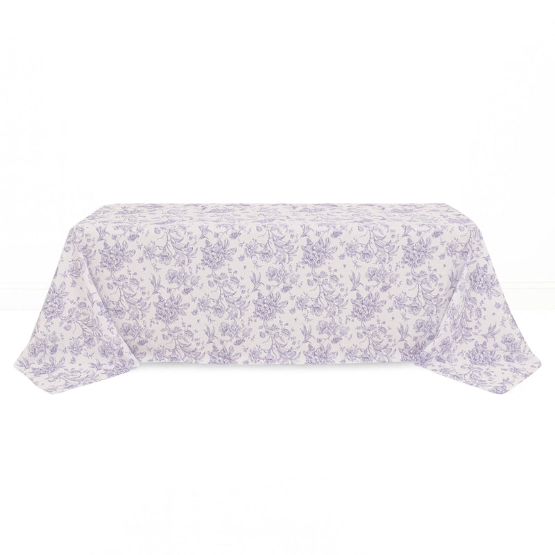 Polyester Rectangular Tablecloth 90"x156" French Toile Pattern - Lavender - By TCF Linen - thumbnail number 1