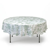 Polyester Round Tablecloth 90" White with French Toile Pattern - By TCF Linen - thumbnail number 3